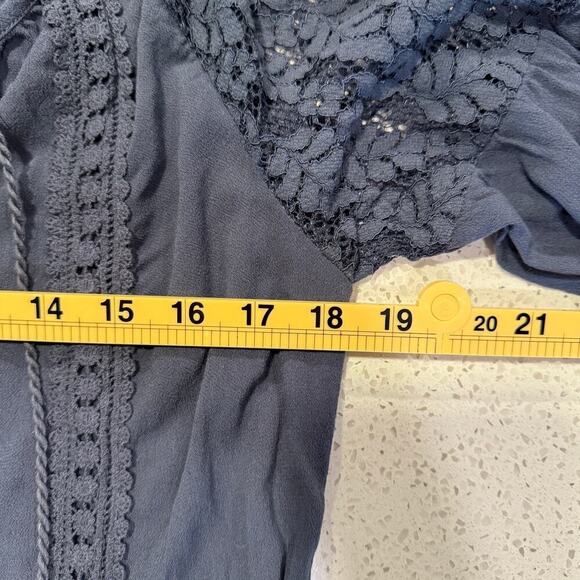 Knox Rose Navy Blue Boho Crochet Lace Tassel Tunic Peasant Dress Medium Festival - Picture 12 of 12